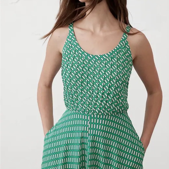 Banana Republic Green Geo Scoop Neck Midi Dress 10 Petite NWT - Picture 11 of 12